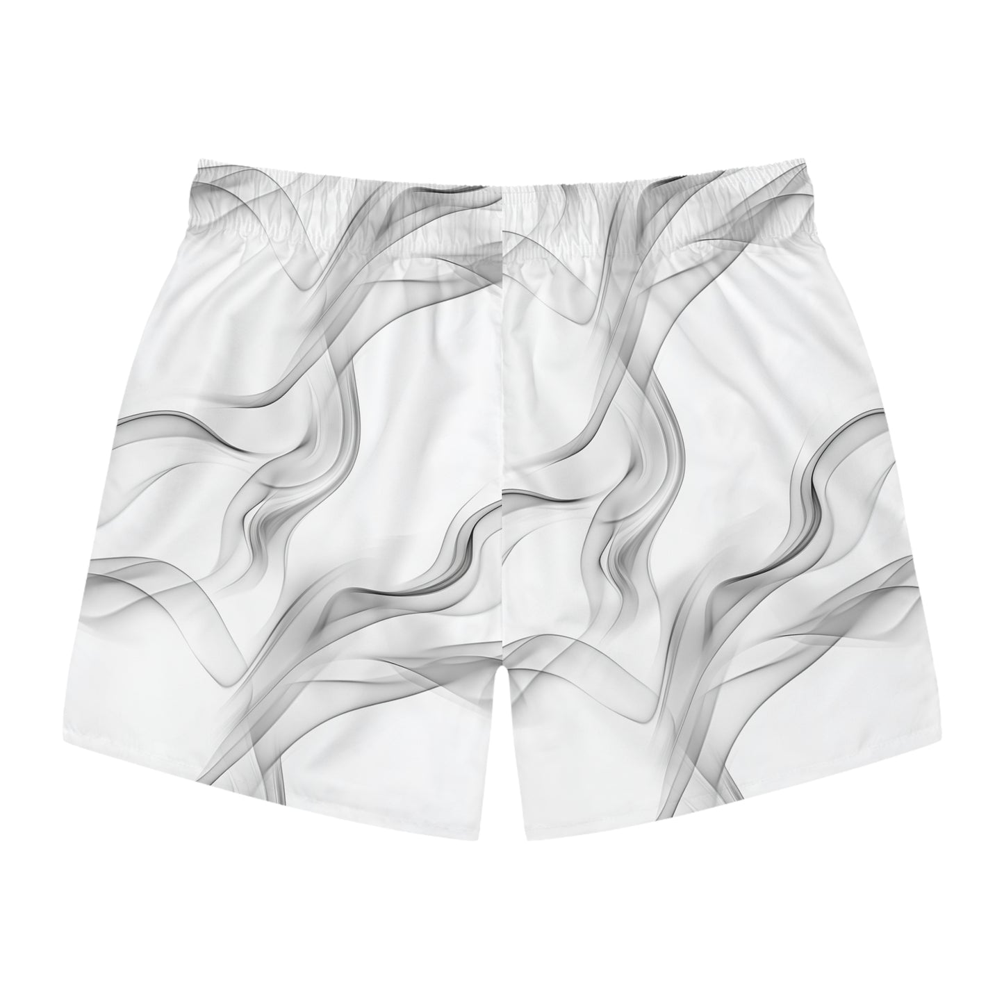 Stylish White Wave Swim Trunks for Beach & Pool Days