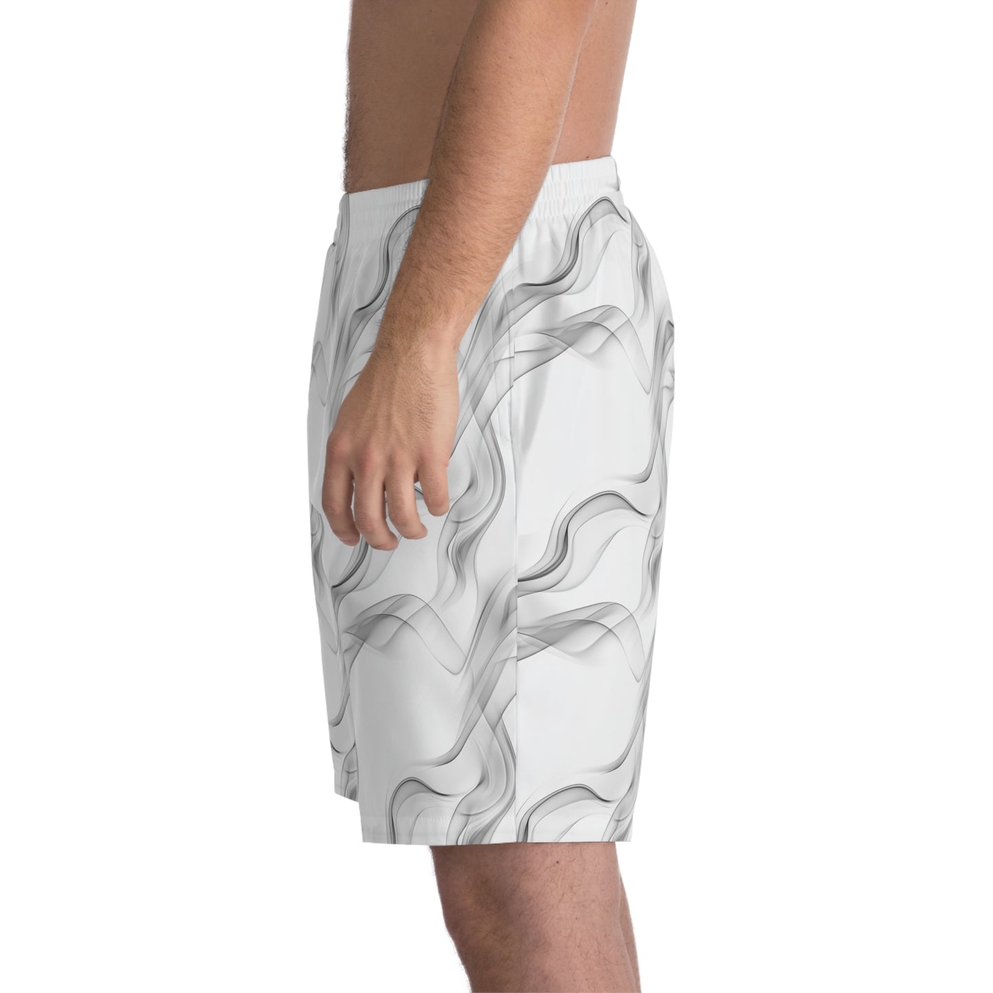 Men's Elastic Beach Shorts - Stylish Wave Design for Summer Fun