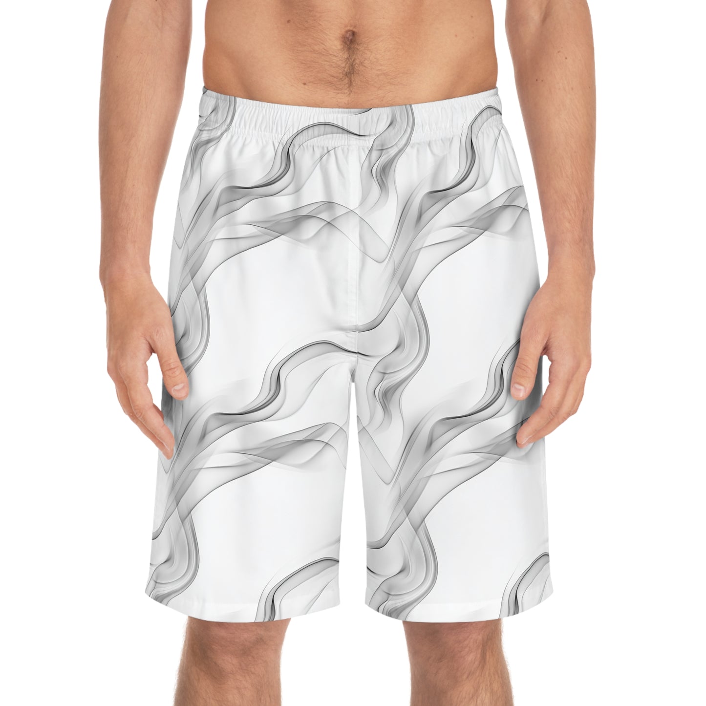 Men's Board Shorts with Abstract Flow Design - Perfect for Summer Beach Wear