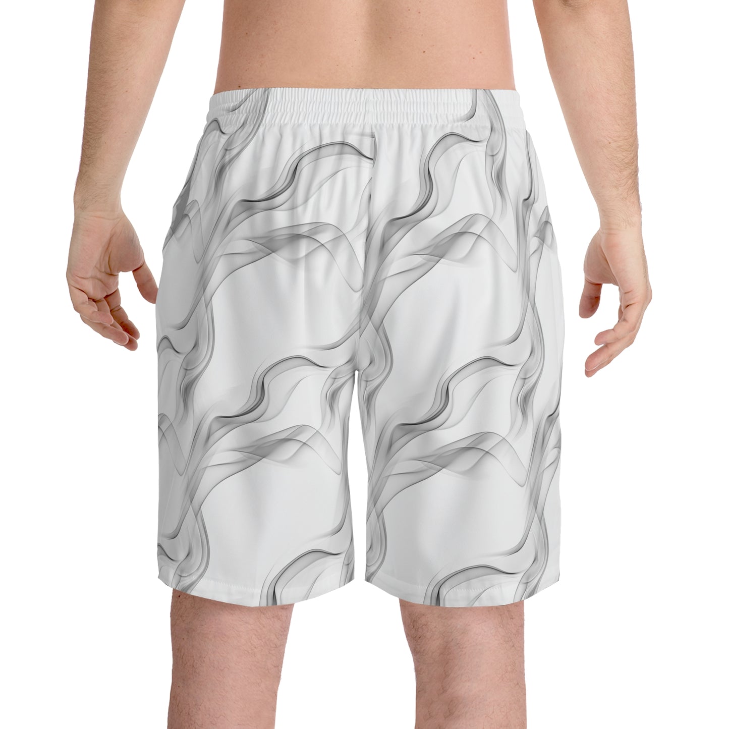 Men's Elastic Beach Shorts - Stylish Wave Design for Summer Fun
