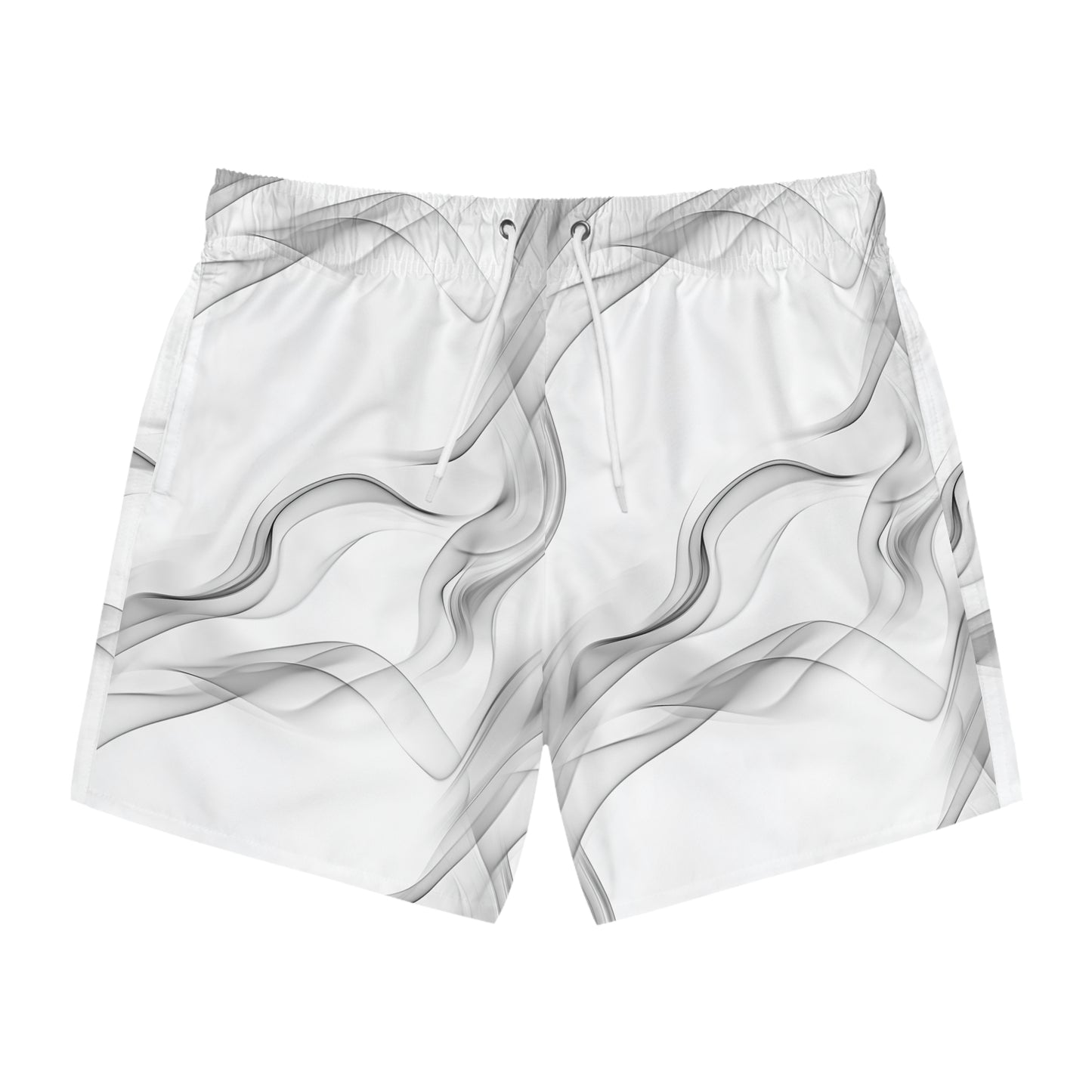 Stylish White Wave Swim Trunks for Beach & Pool Days