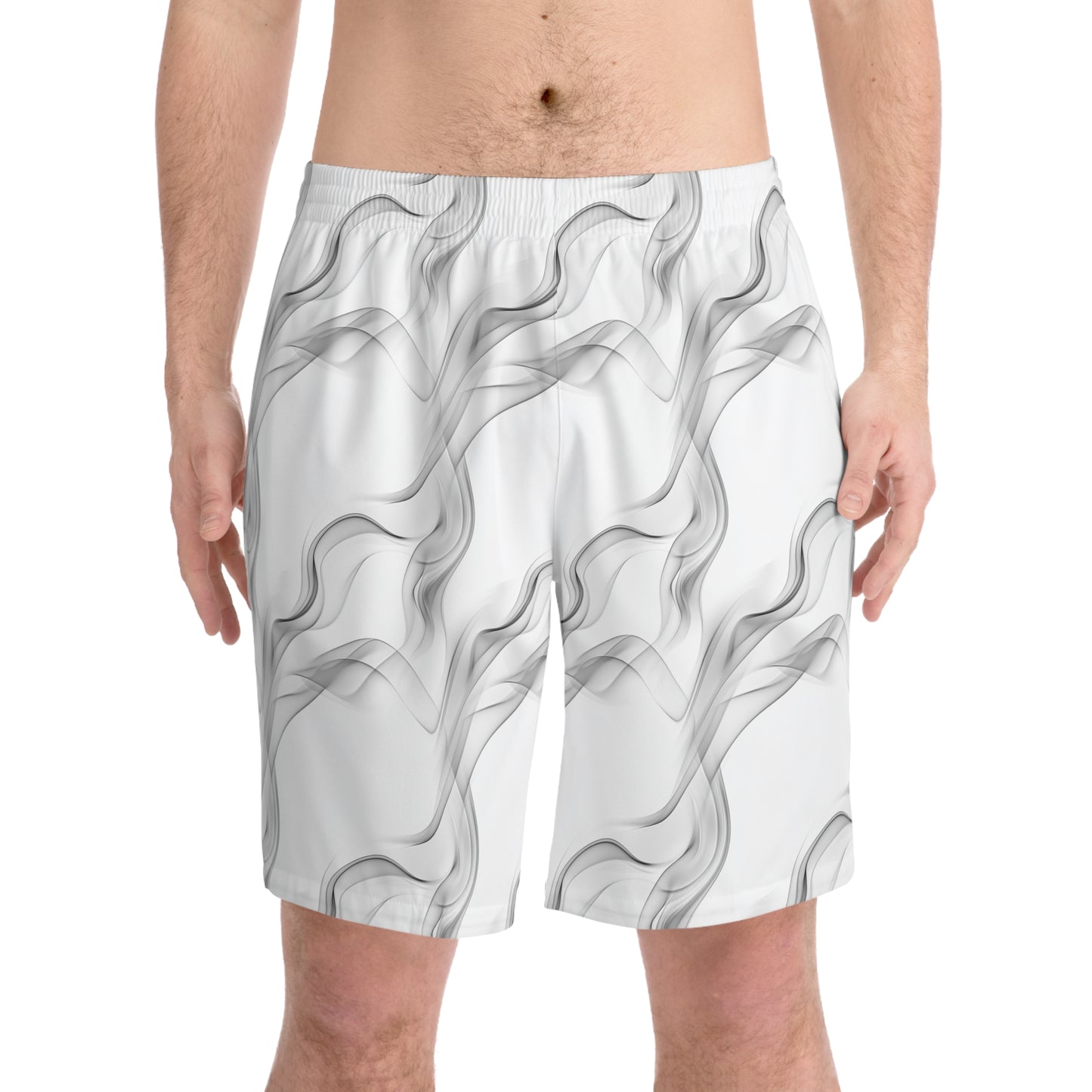 Men's Elastic Beach Shorts - Stylish Wave Design for Summer Fun