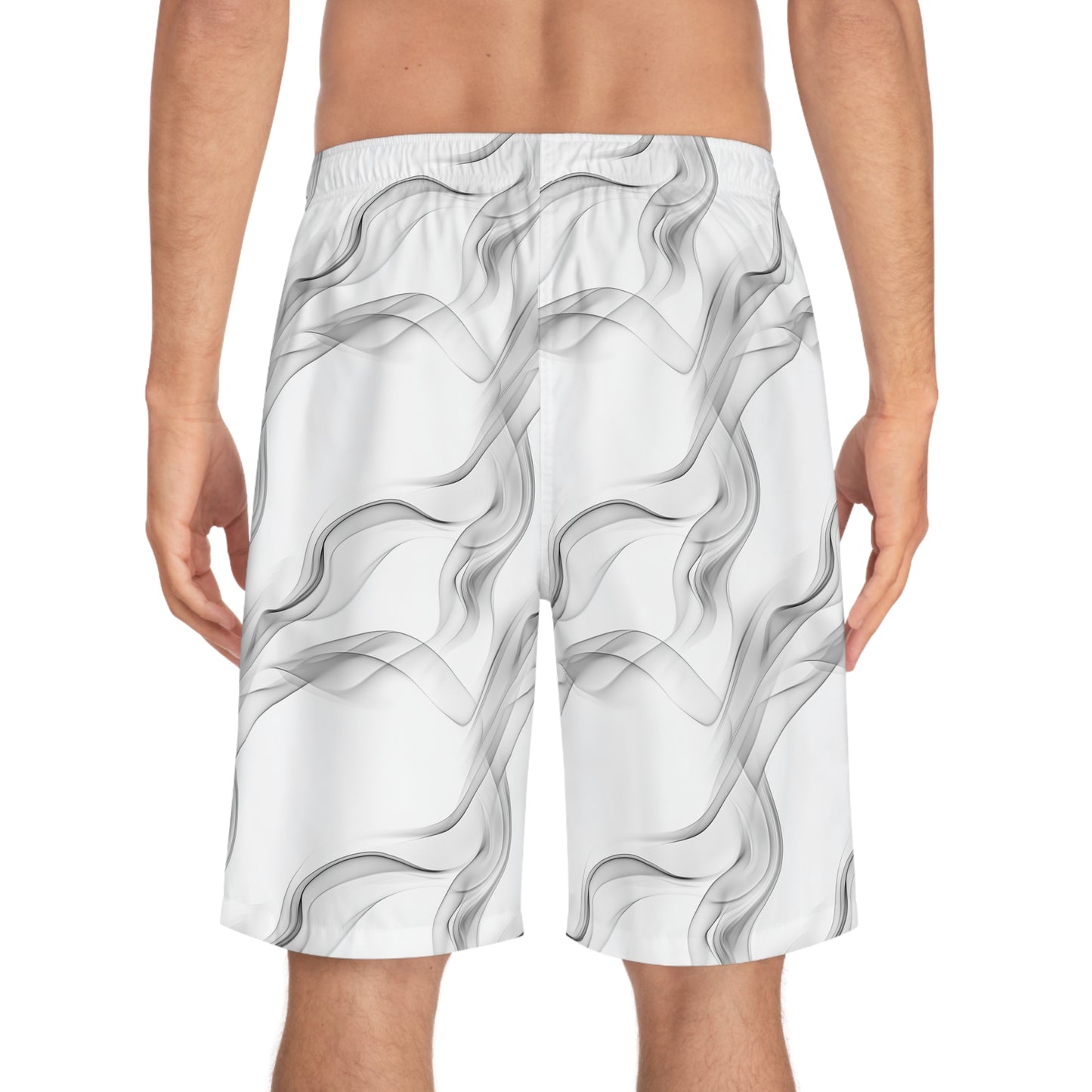 Men's Board Shorts with Abstract Flow Design - Perfect for Summer Beach Wear