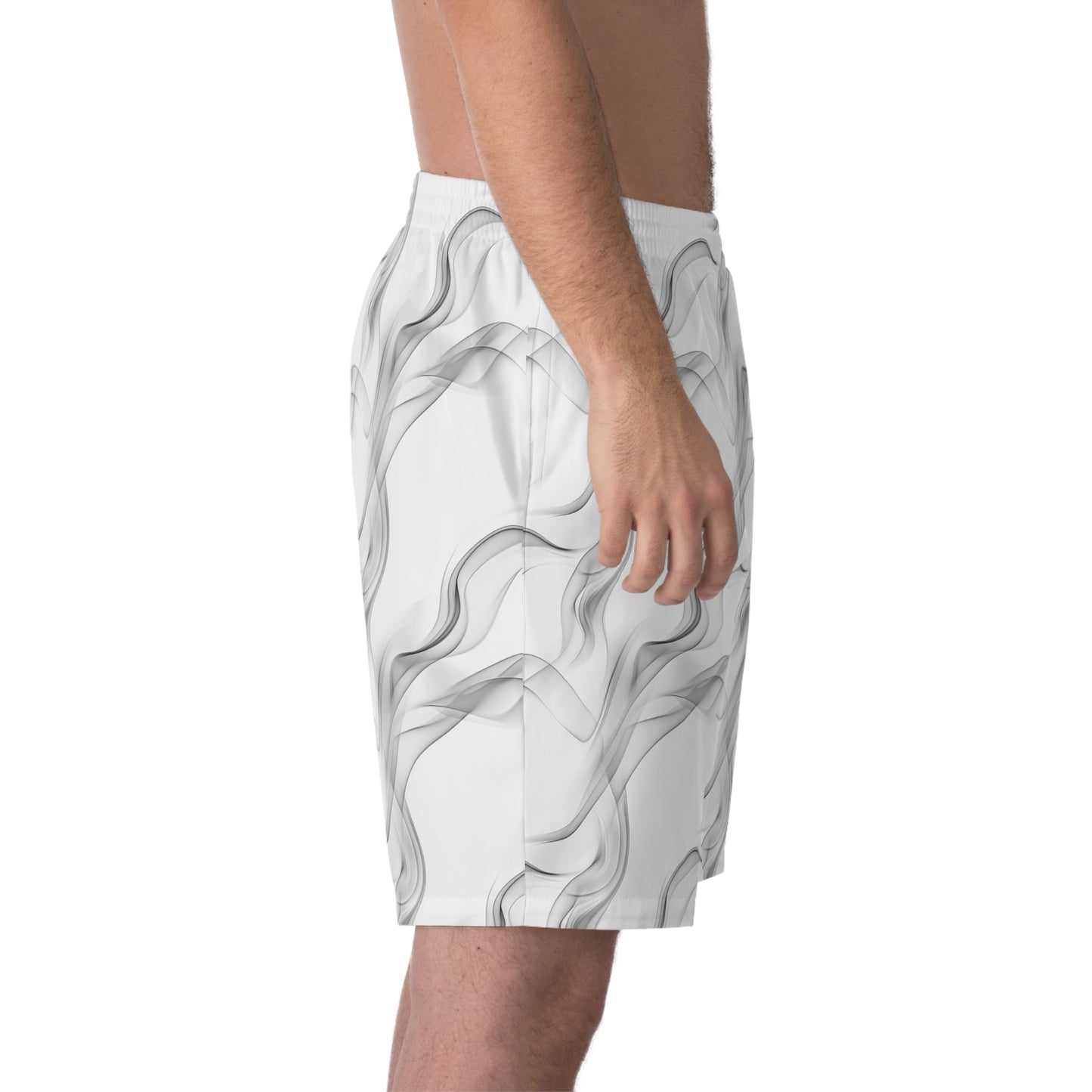 Men's Elastic Beach Shorts - Stylish Wave Design for Summer Fun